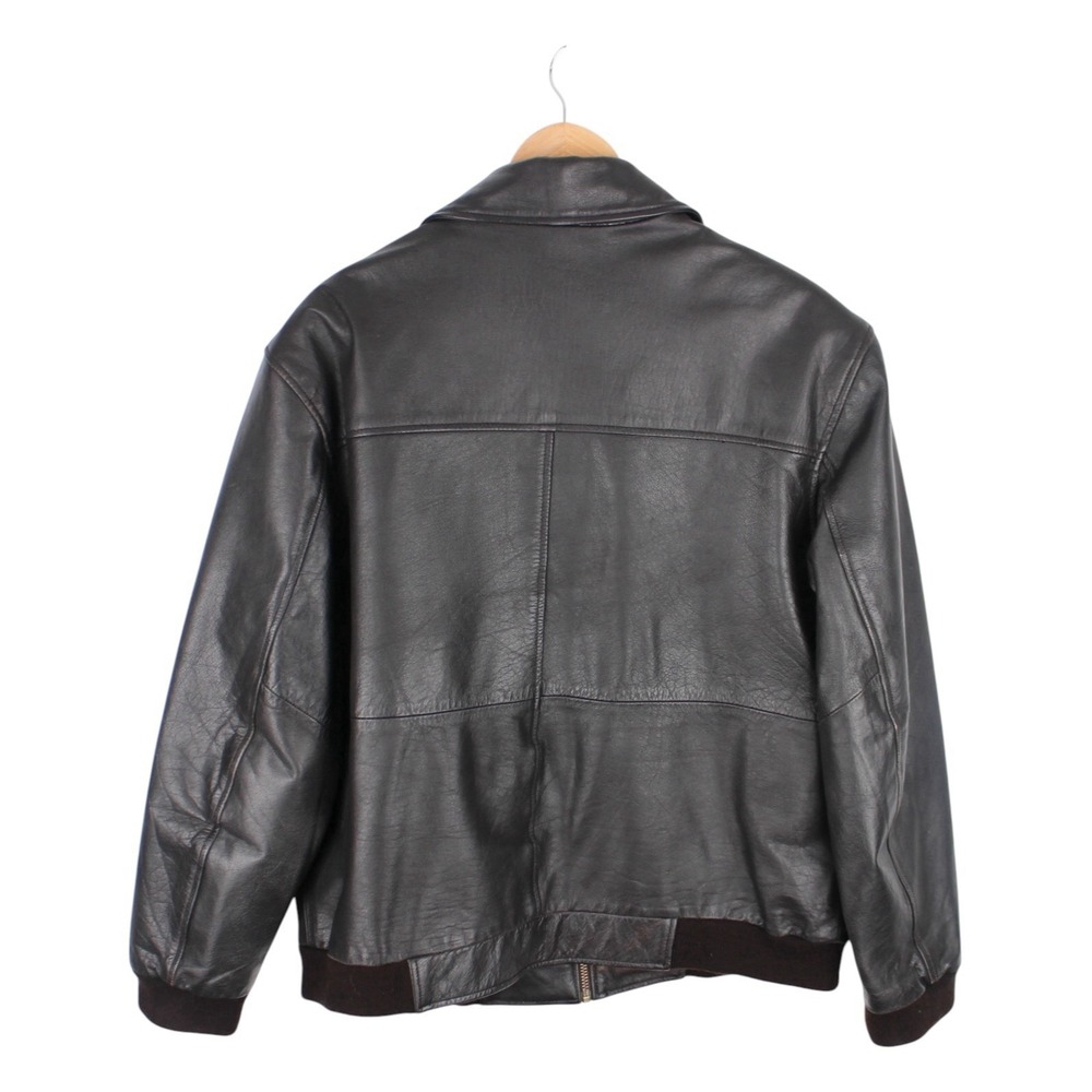Vintage Cherokee Genuine Leather Bomber Jacket Brown Quilted Lined Mens Medium - Picture 4 of 4